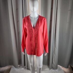 Pedro del Hierro Women's Coral Pullover Long Sleeve Blouse Size 10 (Approx)